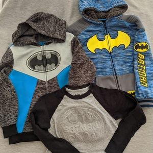 3pcs Batman 2xZip Hoodies and 1xRaglan Top size 7